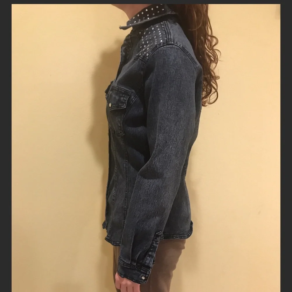 DG2 Diane Gilman Vintage Rhinestone Jean Jacket S - Picture 6 of 8